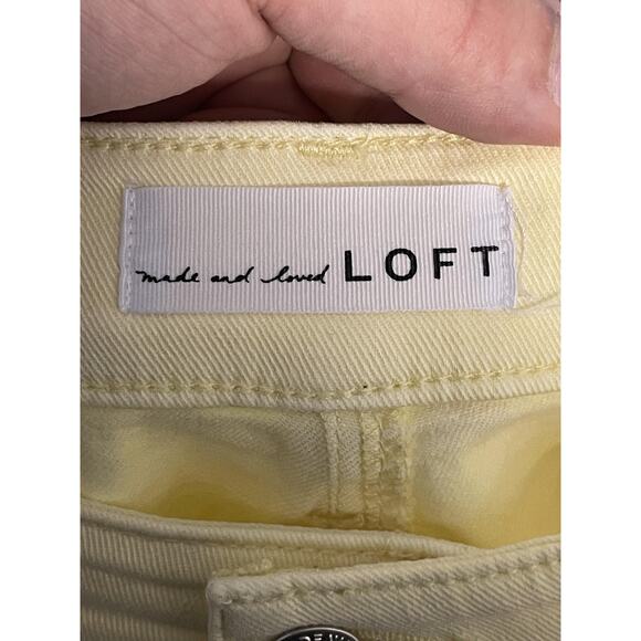 LOFT Jeans Womens 27/4 Yellow The Skinny Raw Hem Stretch Denim Ankle Zip Fly - Picture 9 of 12